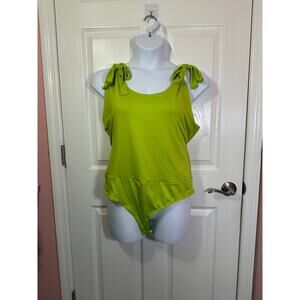 White birch 3x lime green bodysuit